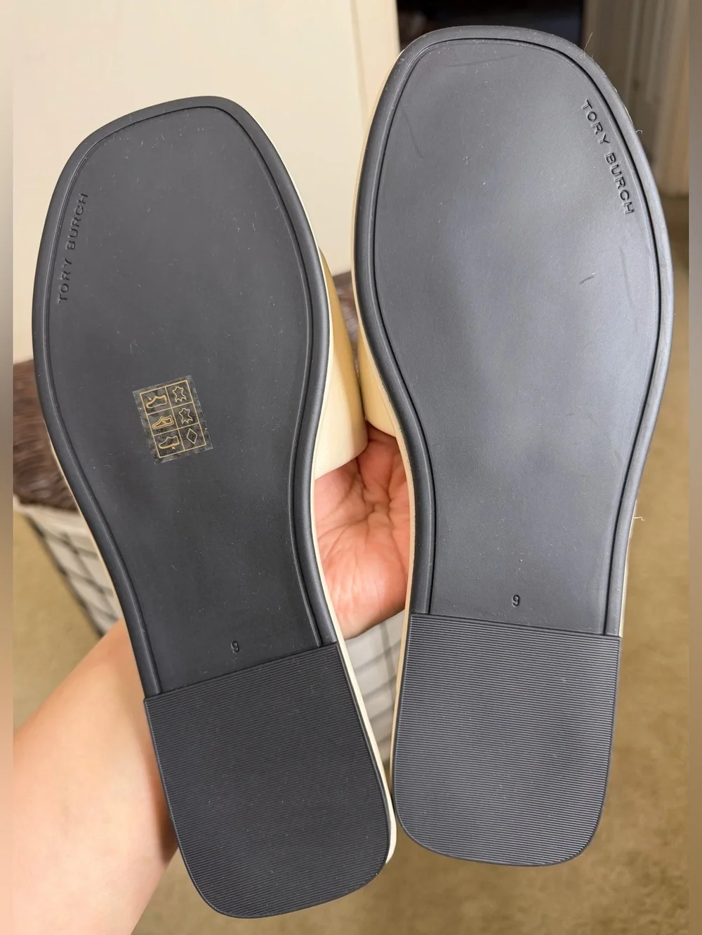 Tory Burch Ines Leather Logo Slide Sandals Size 9 New